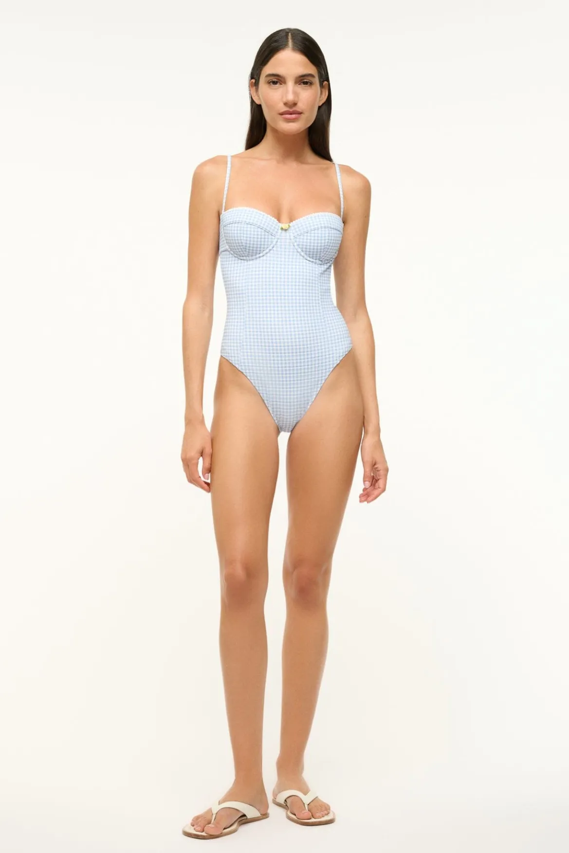 STAUD MAEVE ONE PIECE SKY MICRO CHECK