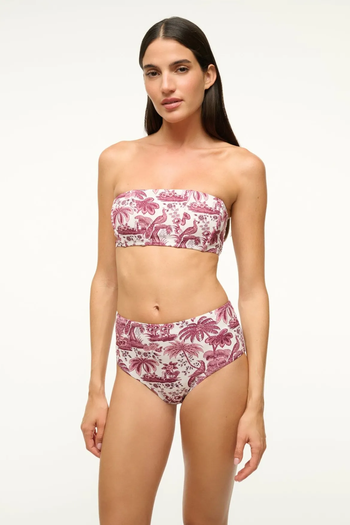 STAUD MALA BIKINI TOP BORDEAUX TOILE