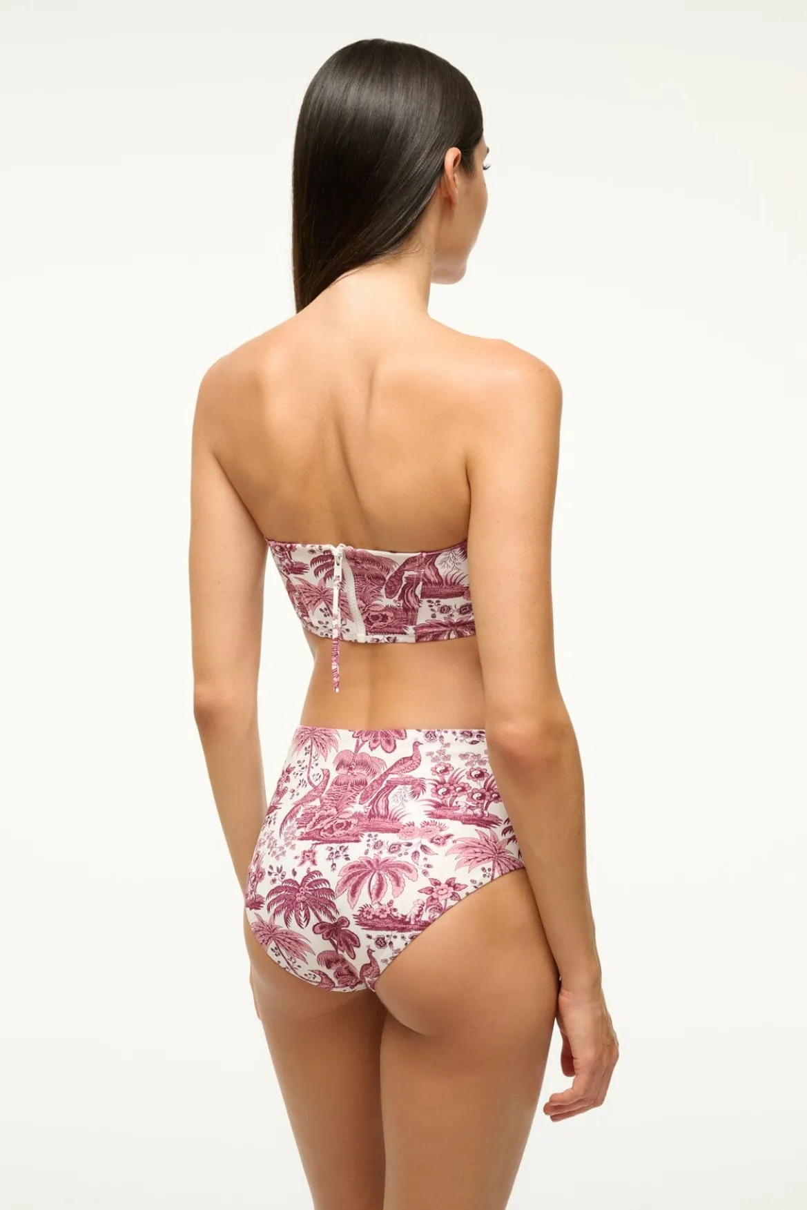 STAUD MALA BIKINI TOP BORDEAUX TOILE