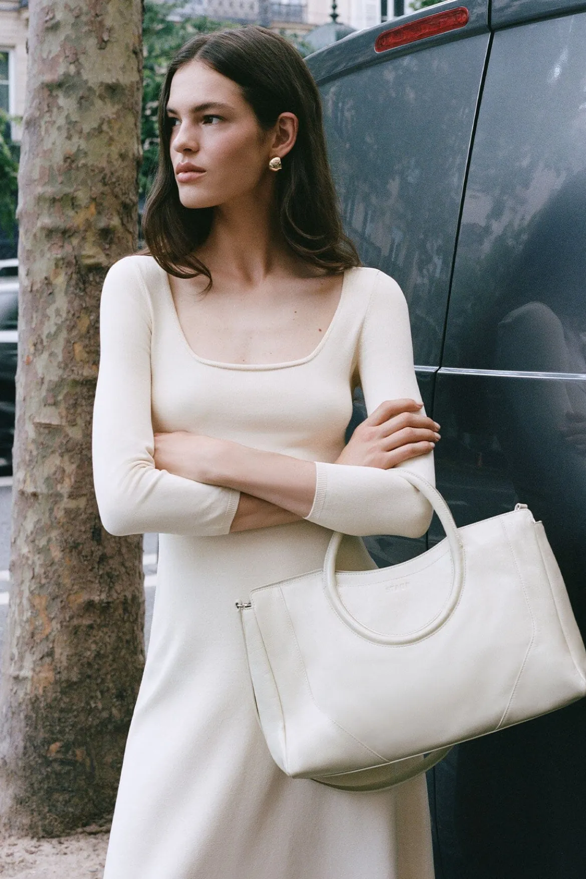 STAUD MAUDE SATCHEL CREAM