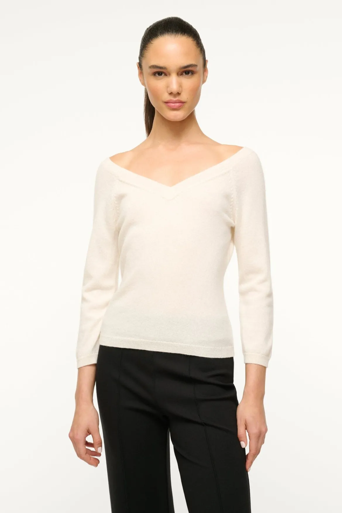STAUD MICK CASHMERE SWEATER IVORY