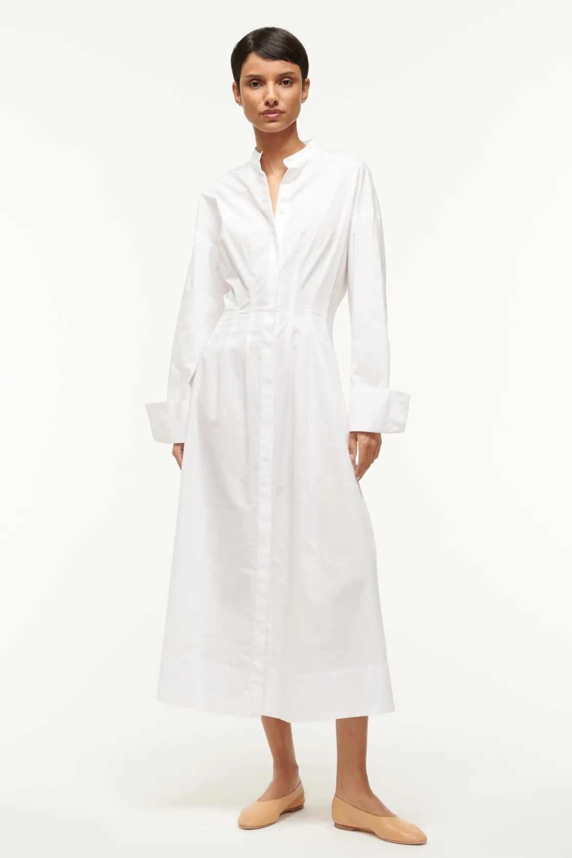 STAUD MIDI LORENZA DRESS WHITE