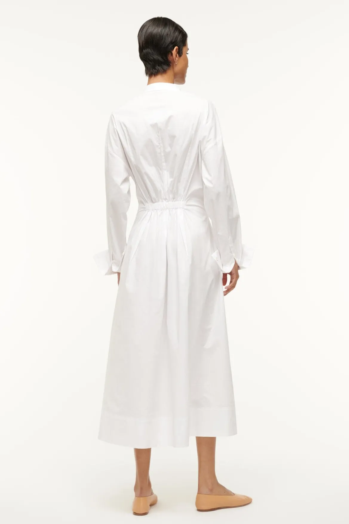 STAUD MIDI LORENZA DRESS WHITE