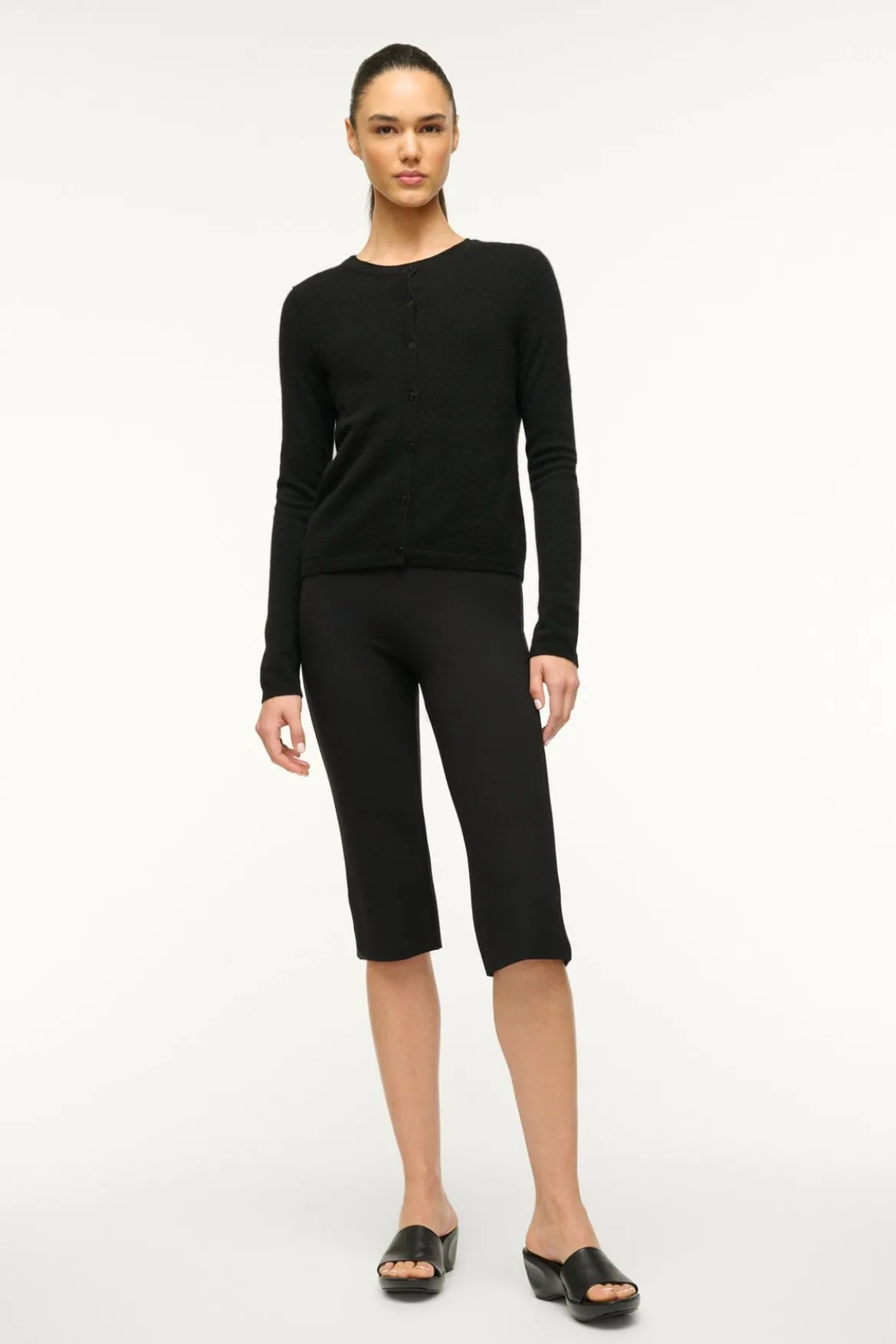 STAUD MIDNIGHT CASHMERE CARDIGAN BLACK