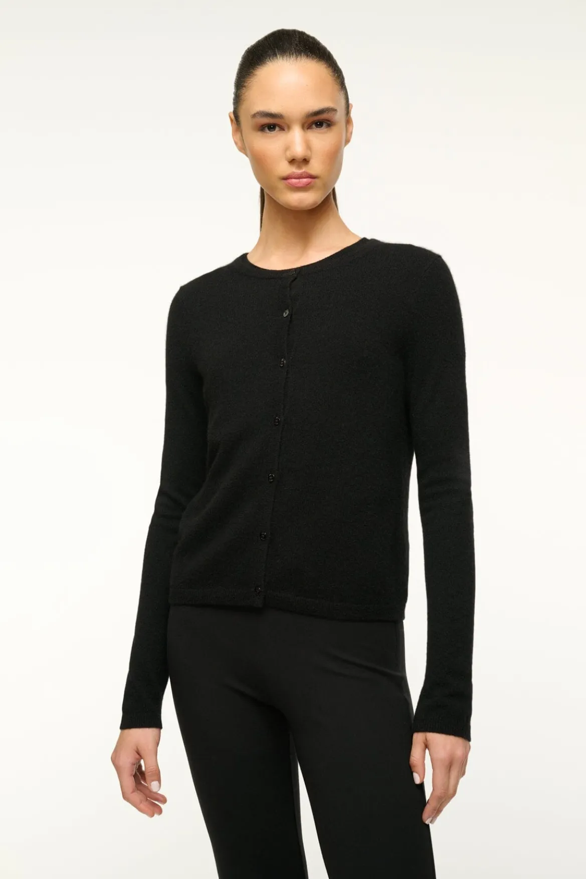 STAUD MIDNIGHT CASHMERE CARDIGAN BLACK