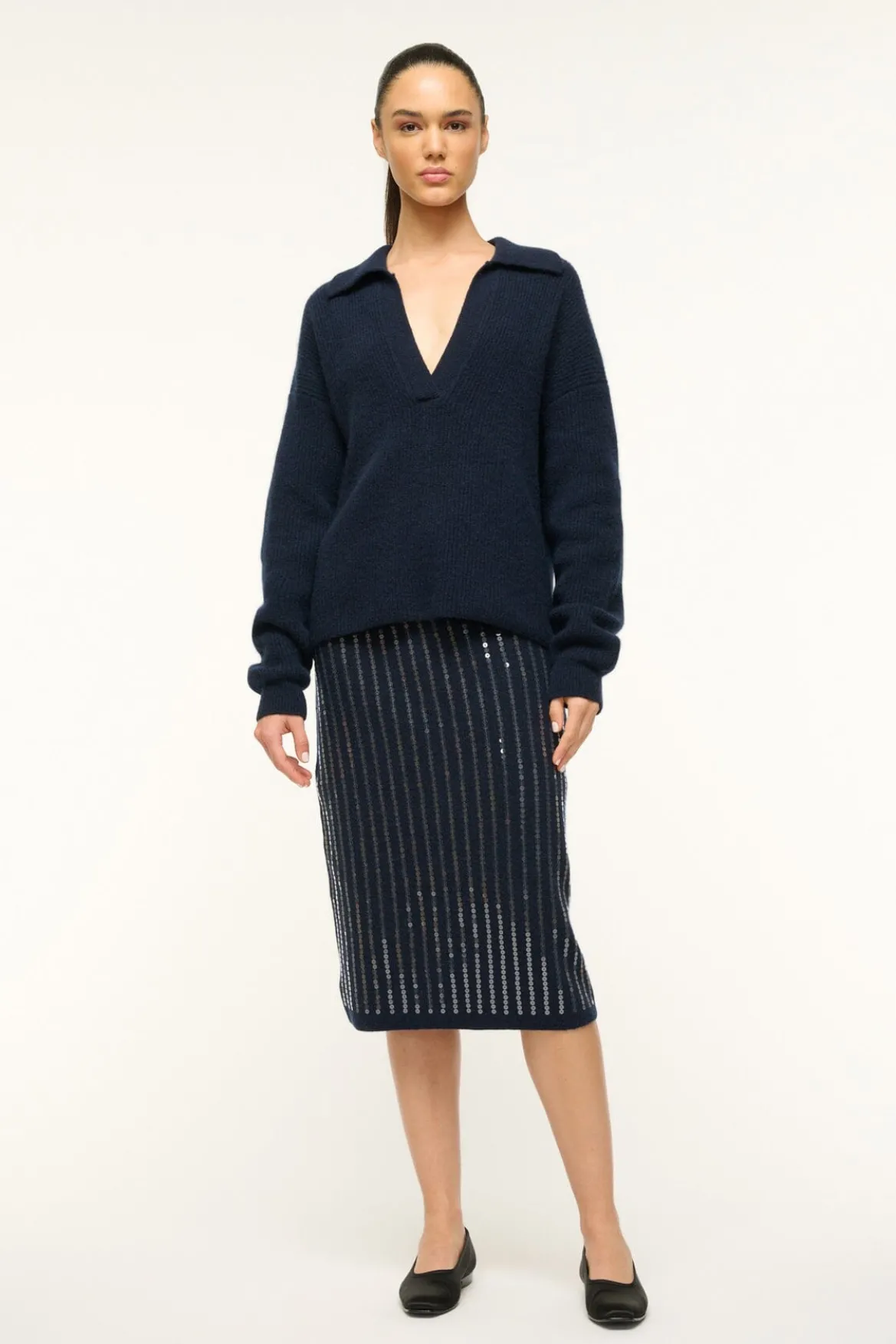 STAUD MIMI SKIRT NAVY