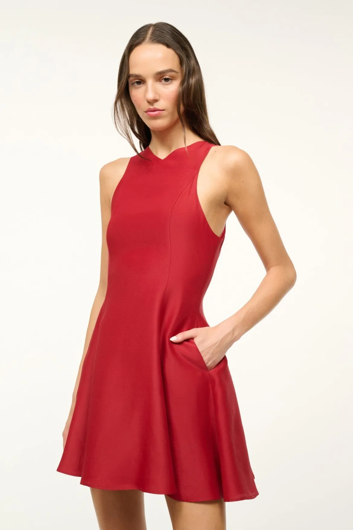 STAUD MINI HEIKE DRESS ROUGE