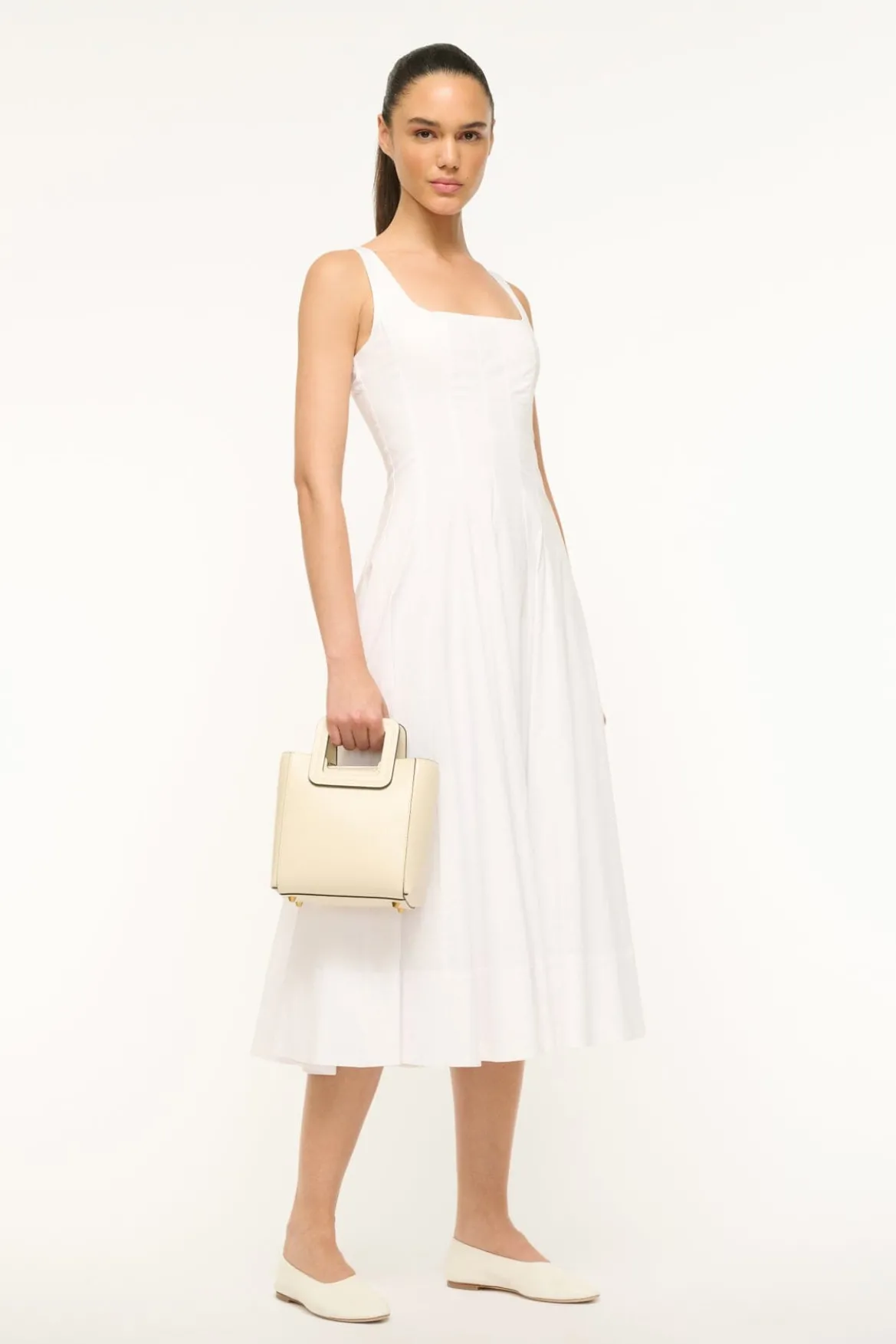 STAUD MINI SHIRLEY LEATHER BAG | CREAM