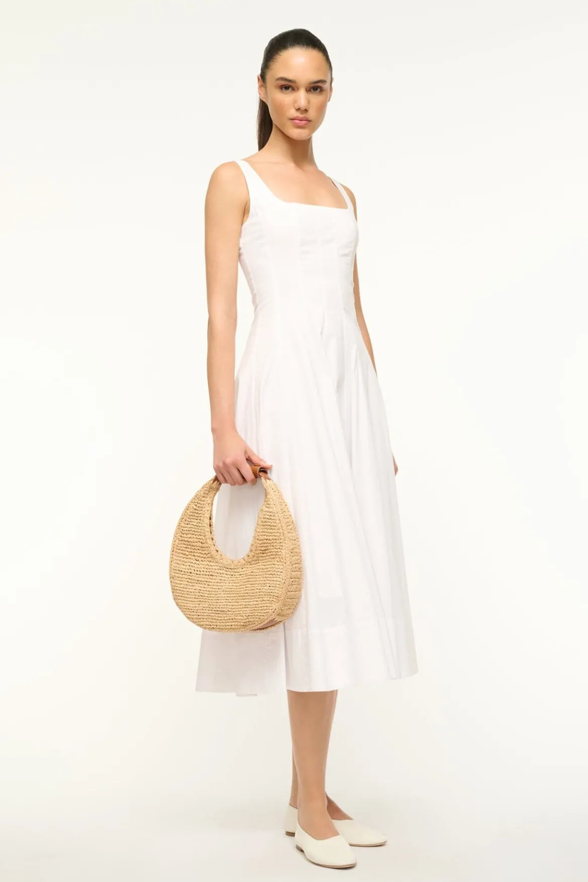 STAUD MOON RAFFIA BAG NATURAL TAN