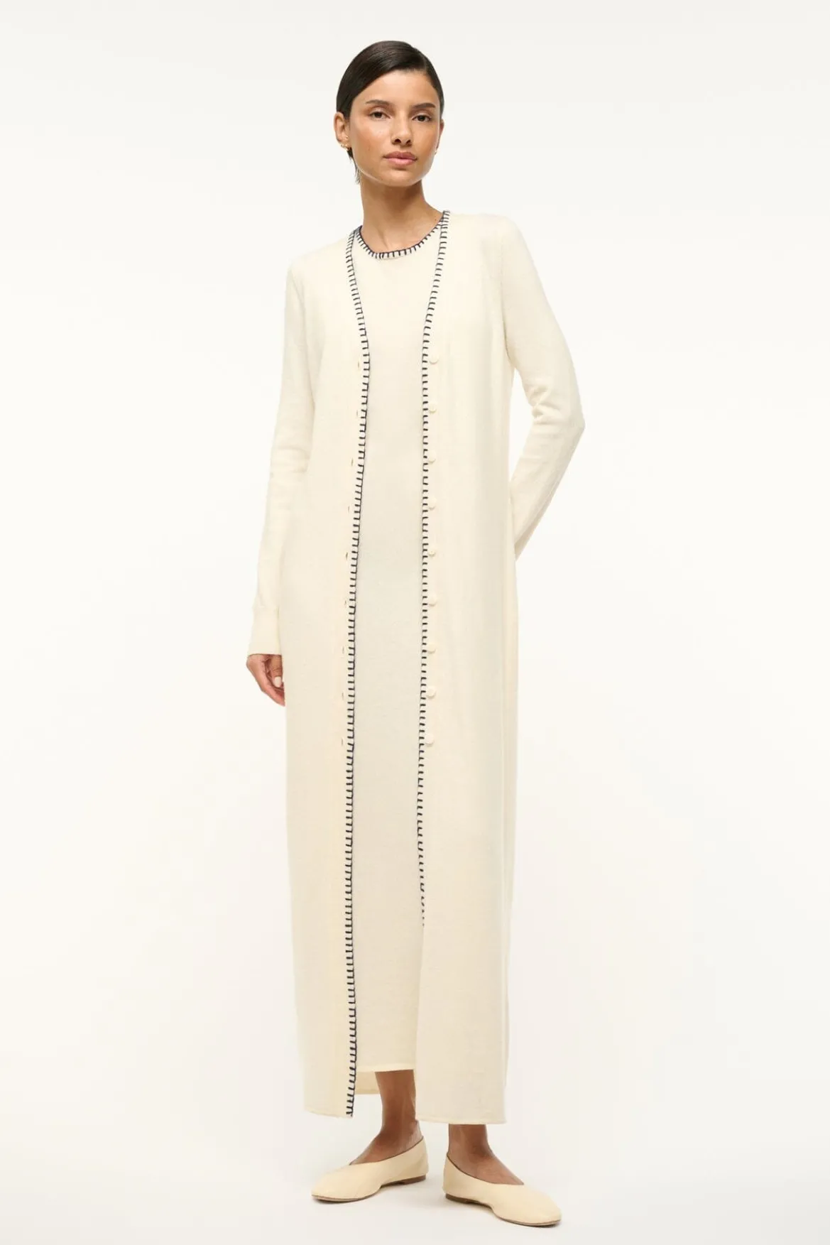 STAUD MORRISON CARDIGAN IVORY NAVY