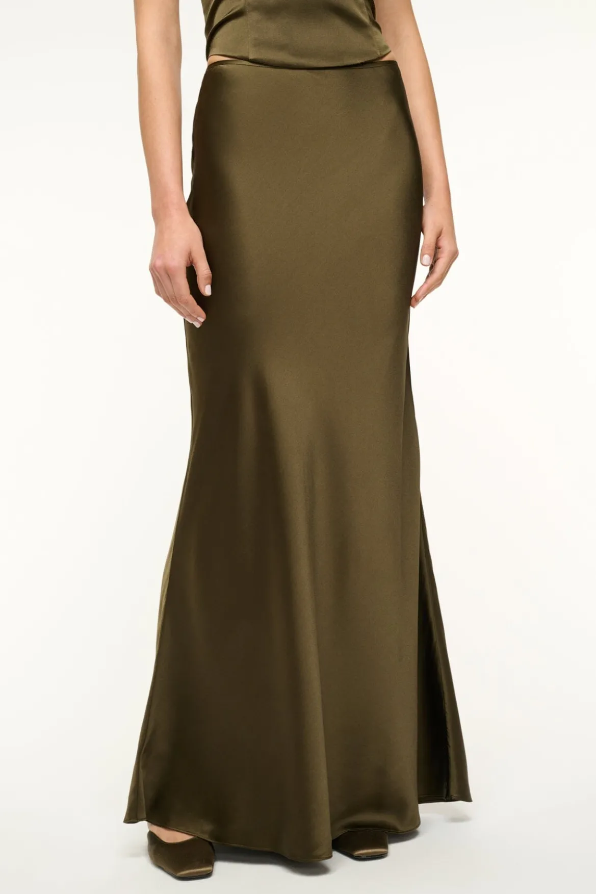 STAUD ODIN SILK SKIRT WOODLAND