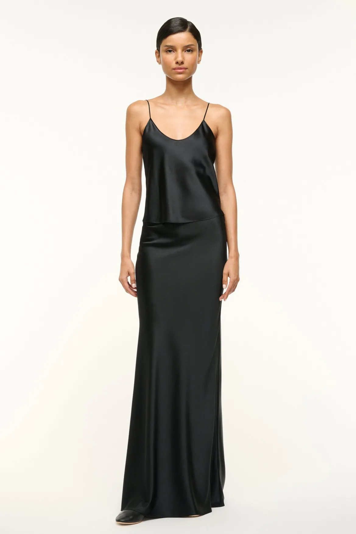 STAUD ODIN SILK SKIRT BLACK