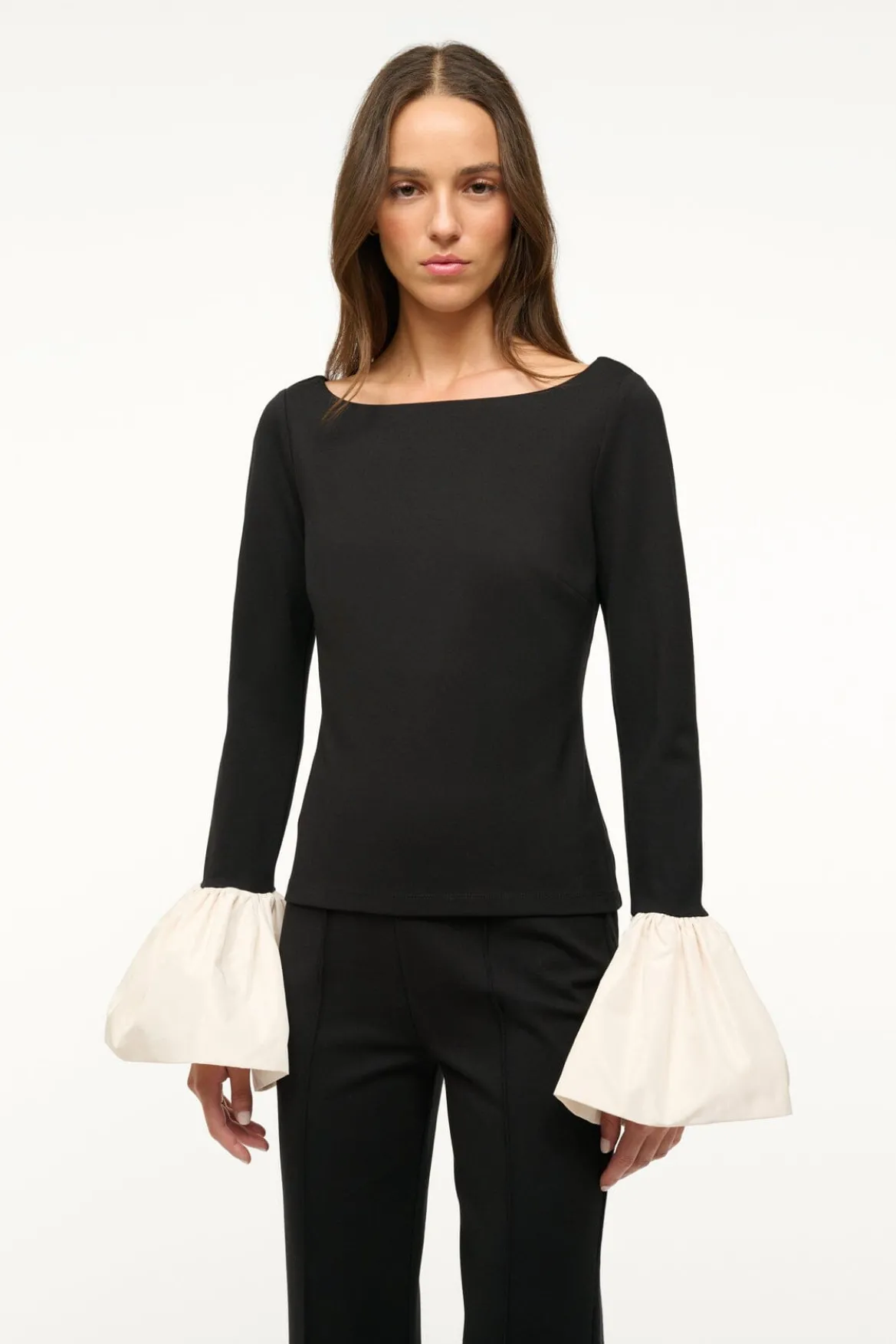 STAUD PAIGE TOP BLACK IVORY
