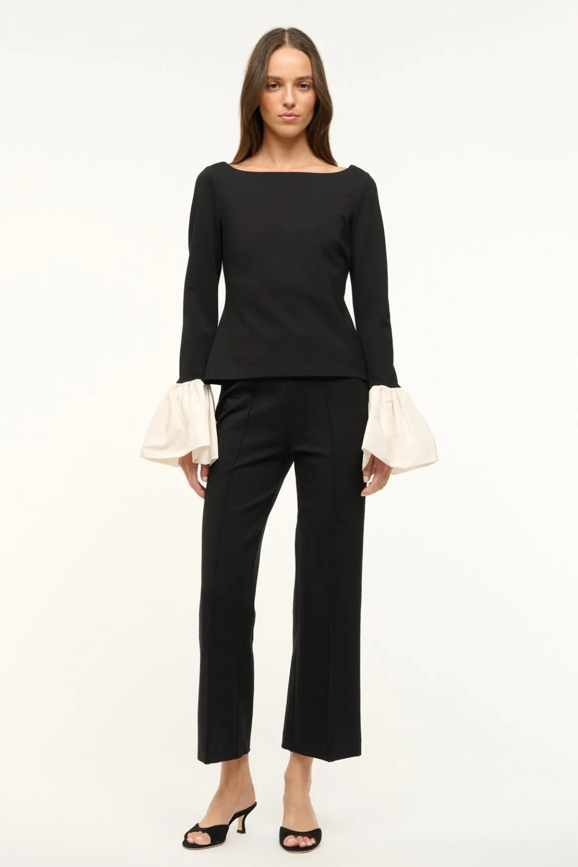 STAUD PAIGE TOP BLACK IVORY