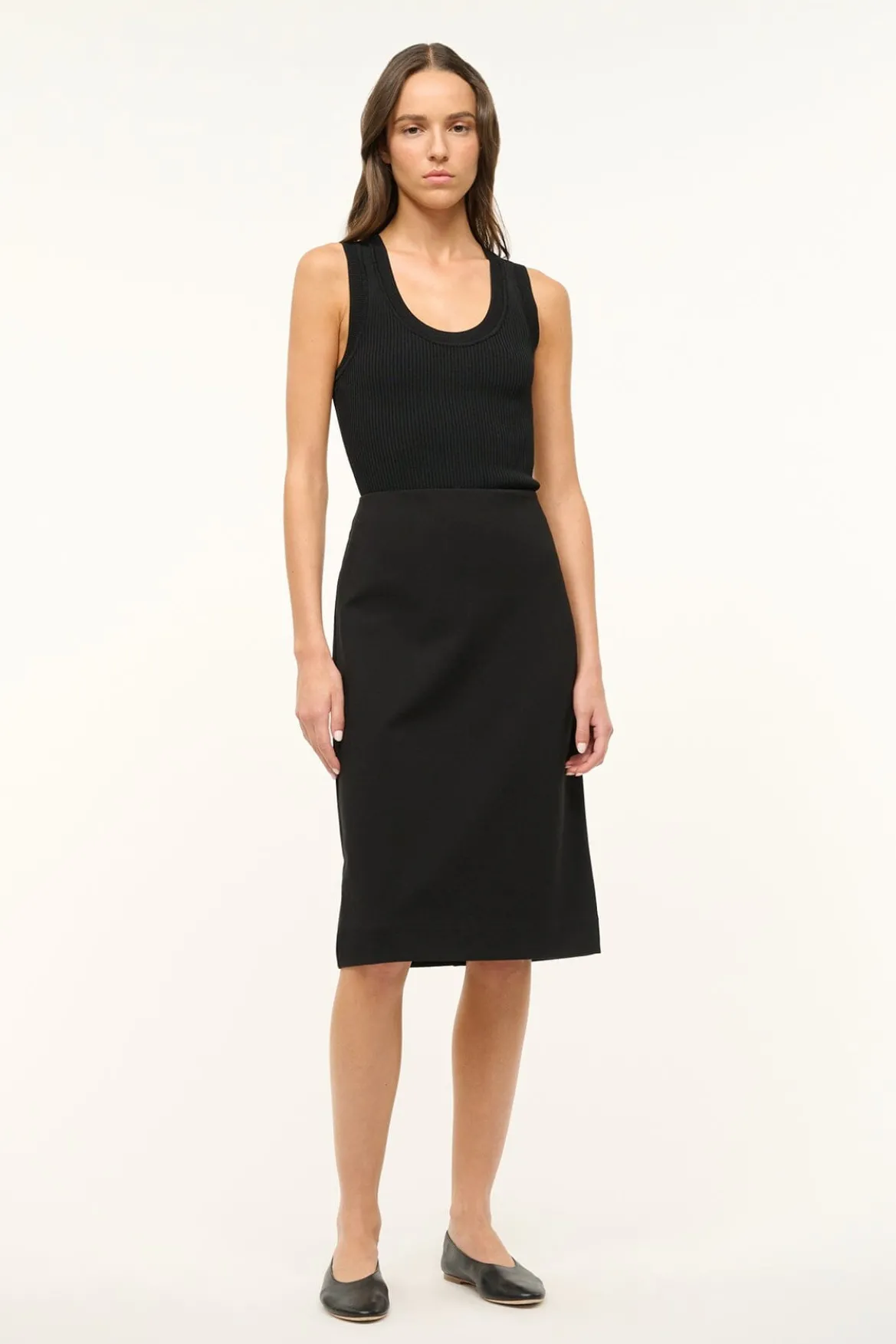 STAUD PASCALE PENCIL SKIRT BLACK