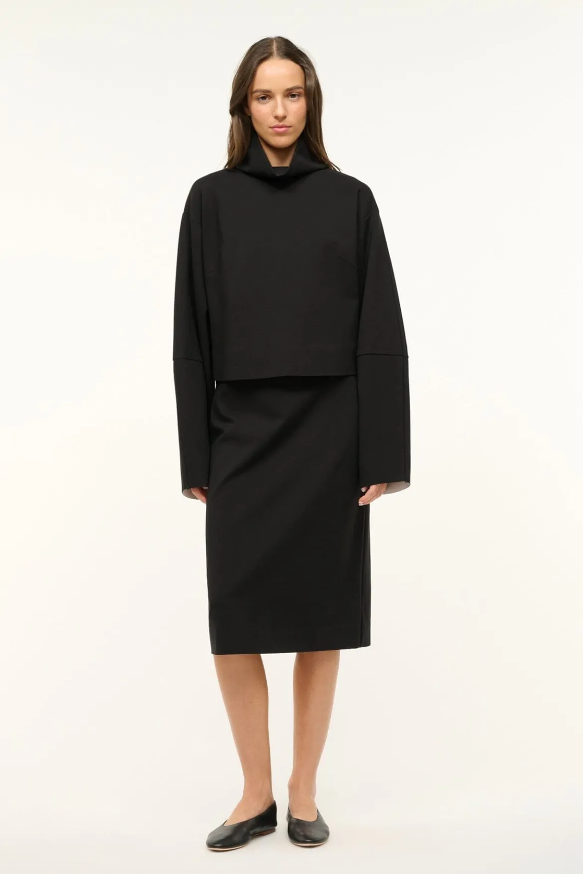 STAUD PASCALE PENCIL SKIRT BLACK