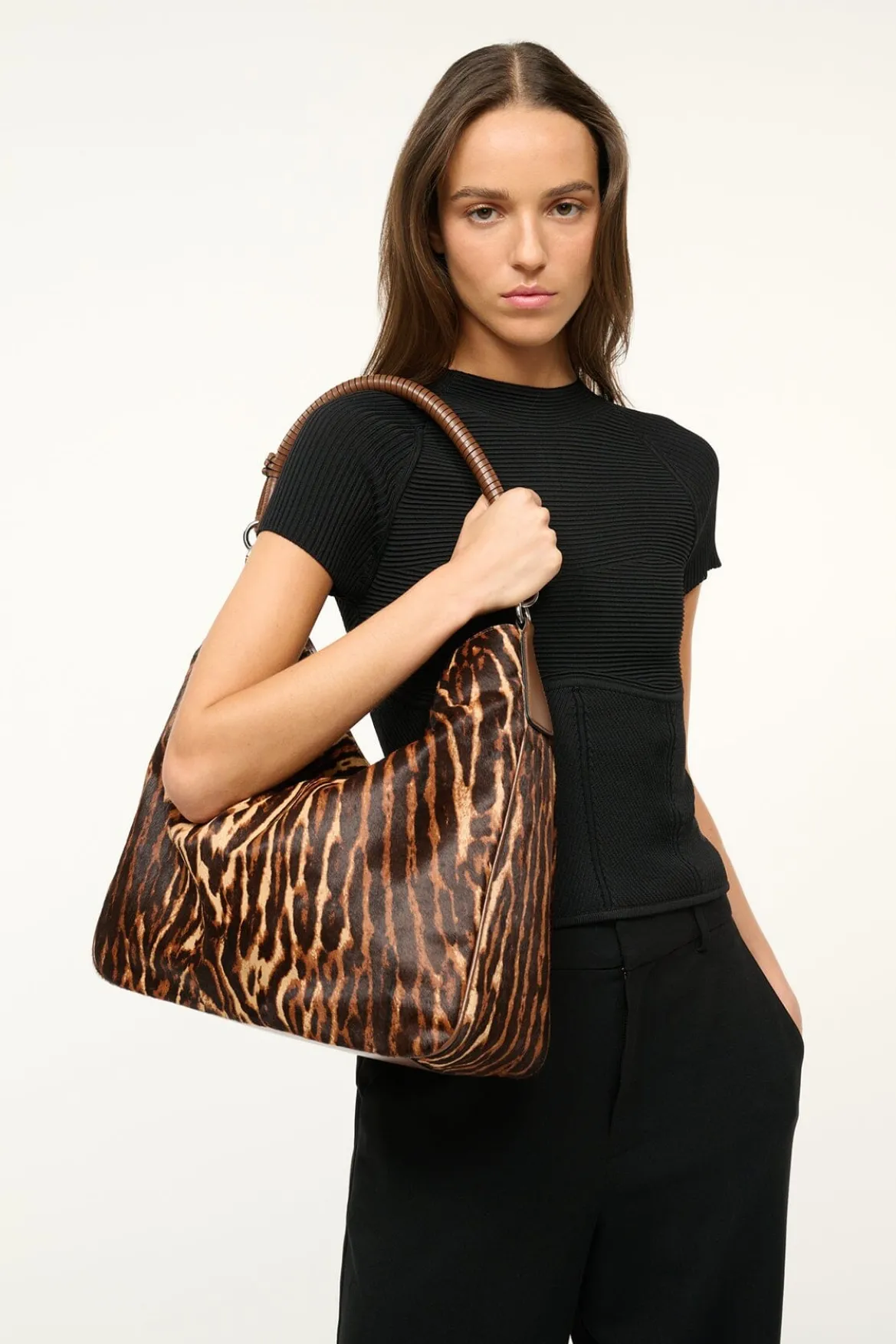 STAUD PERRY HOBO LADY LEOPARD CACAO