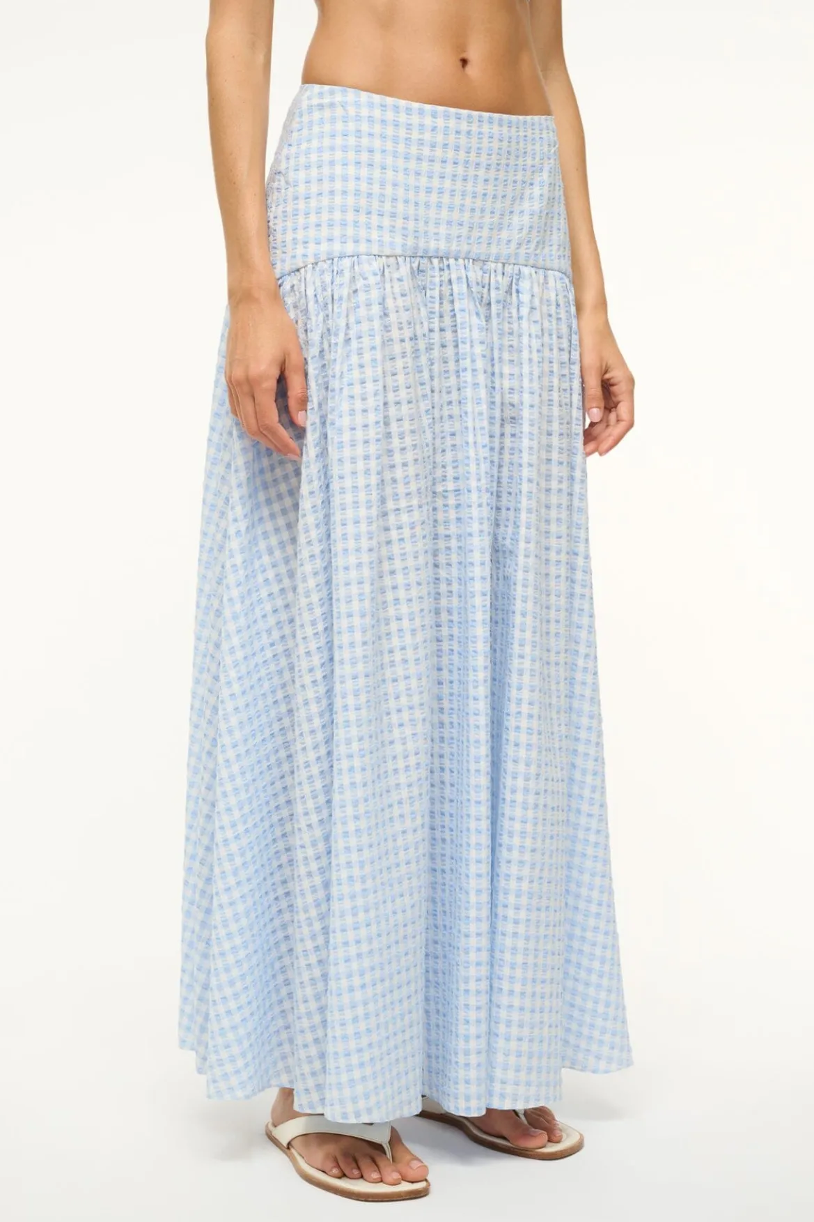 STAUD PROCIDA SKIRT SKY GINGHAM