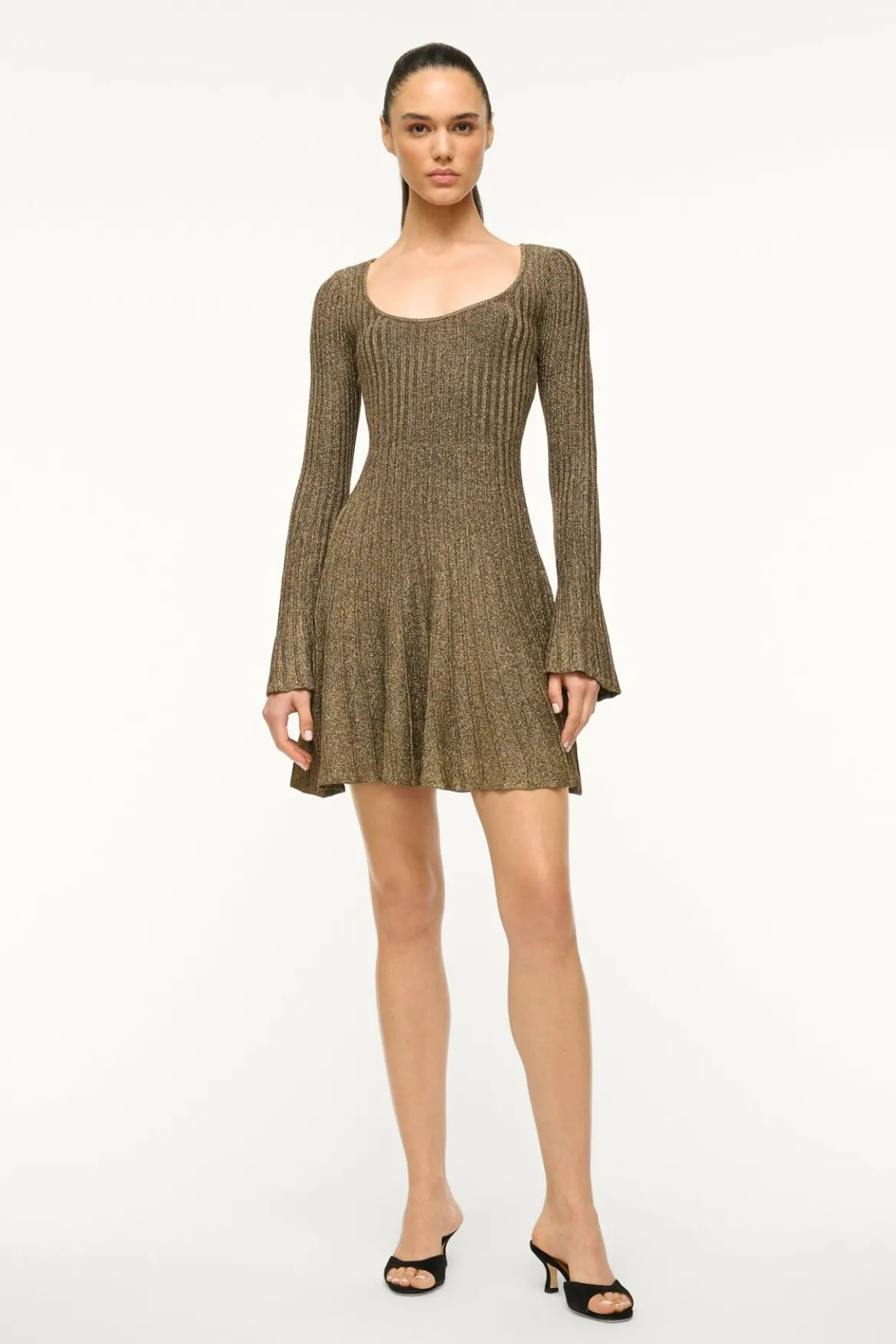 STAUD RAQUEL DRESS METALLIC GOLD
