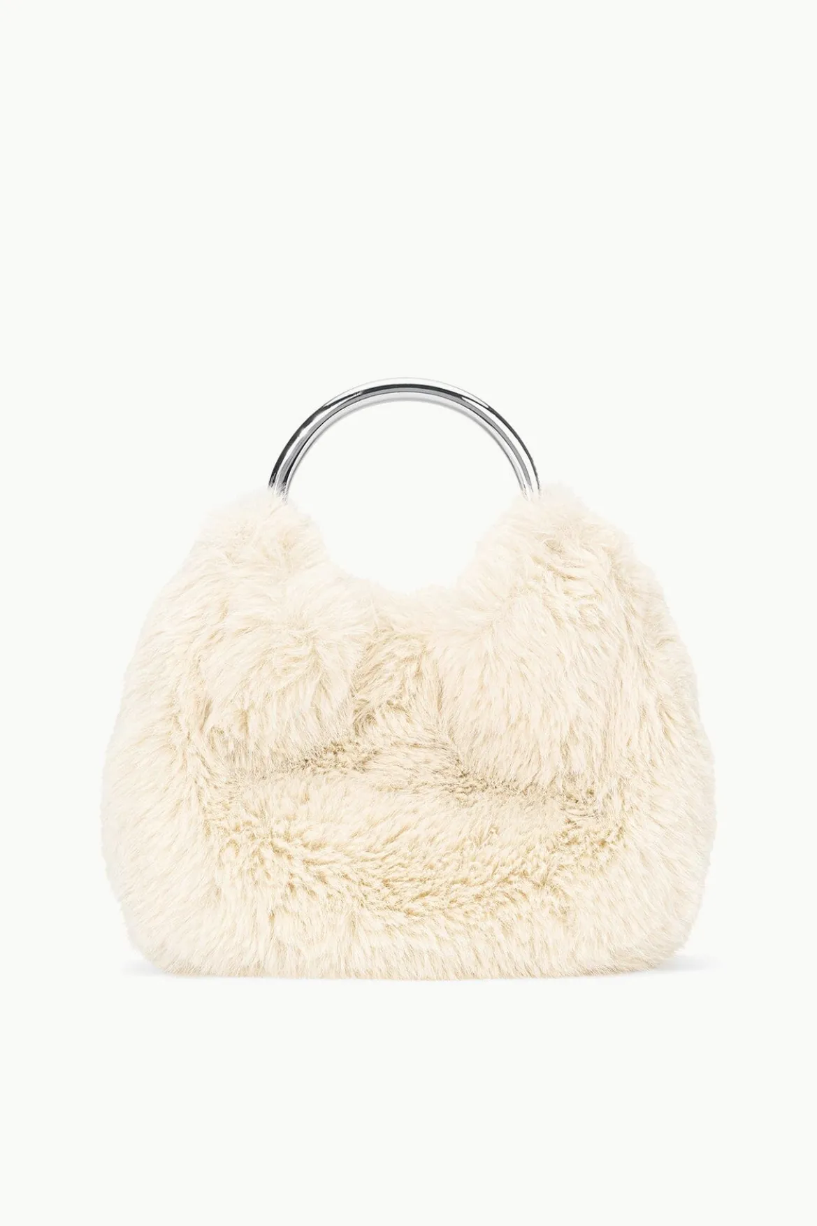 STAUD ROMEO FAUX FUR BAG CREAM