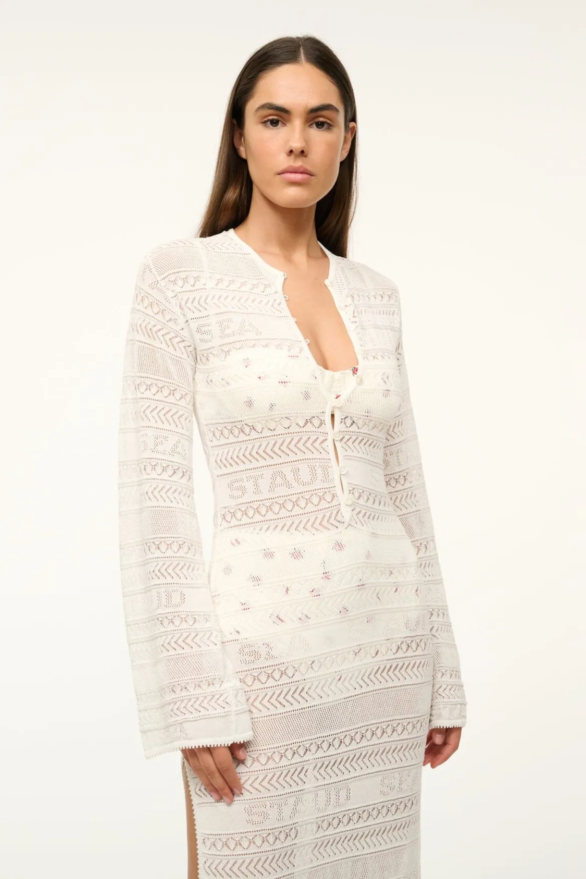 STAUD ROSSLARE DRESS IVORY