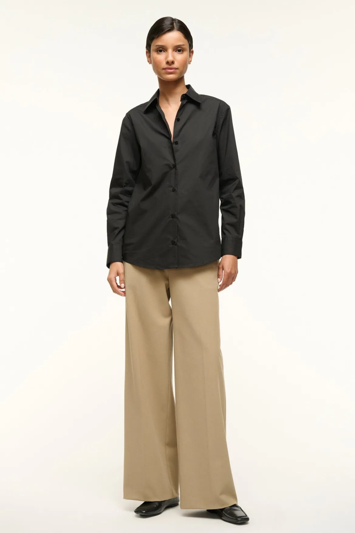 STAUD ROXBURY POPLIN SHIRT BLACK
