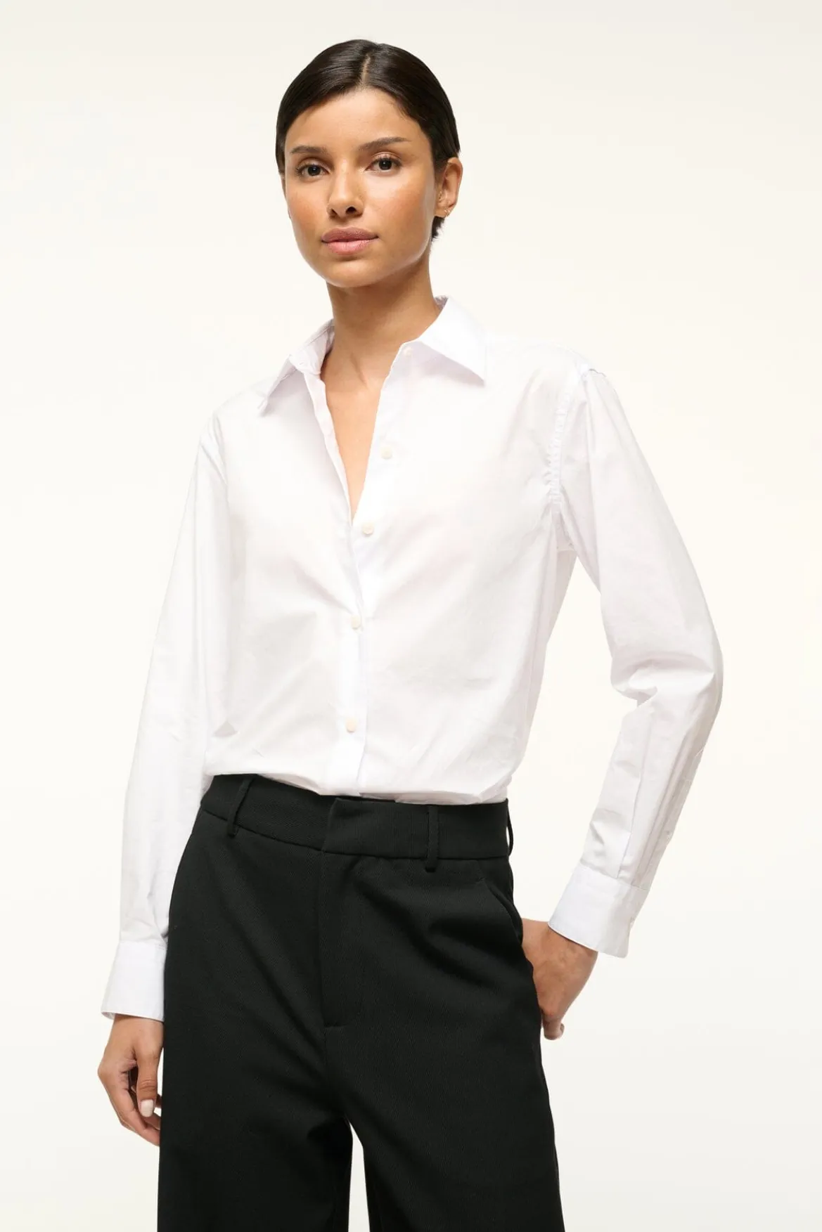 STAUD ROXBURY POPLIN SHIRT WHITE