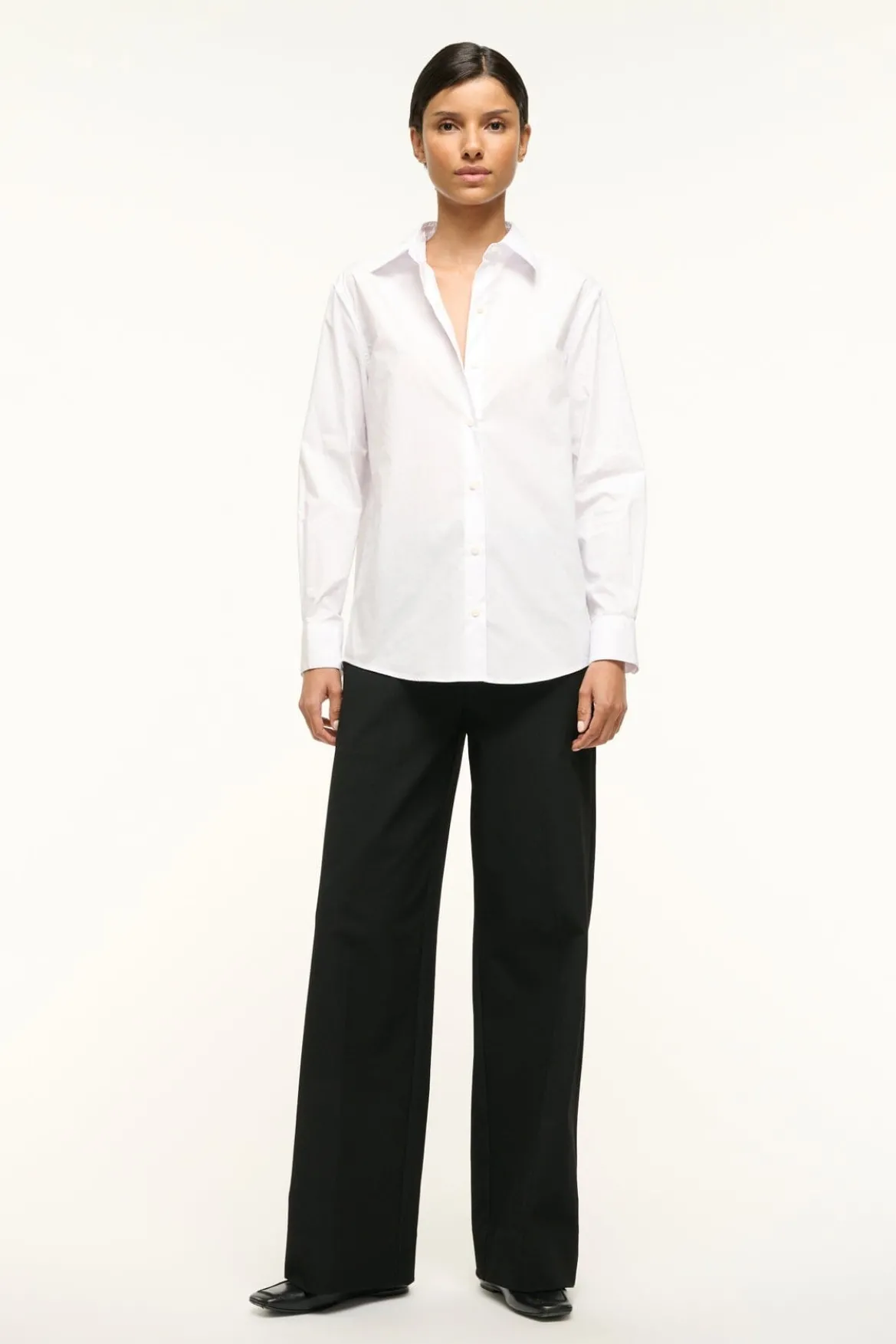STAUD ROXBURY POPLIN SHIRT WHITE