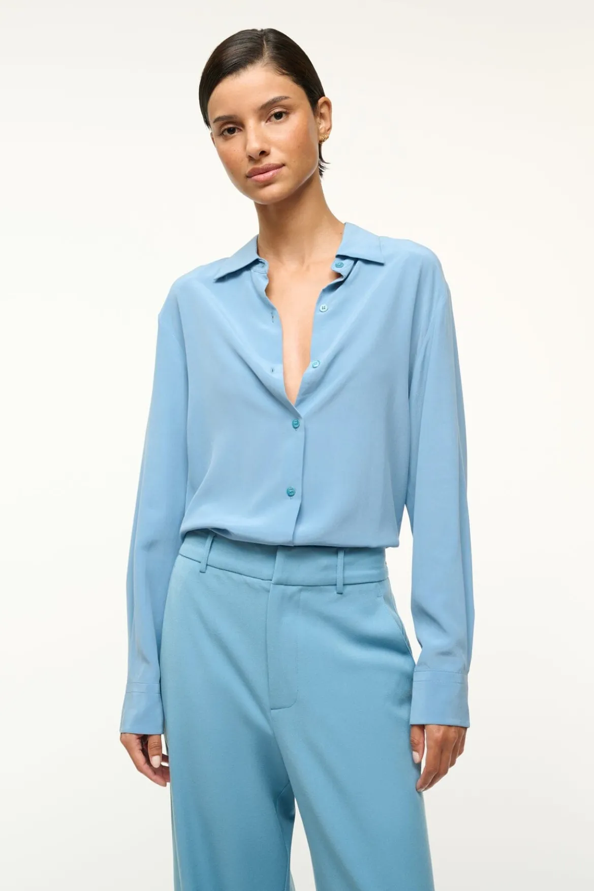 STAUD ROXBURY SILK SHIRT BLACK