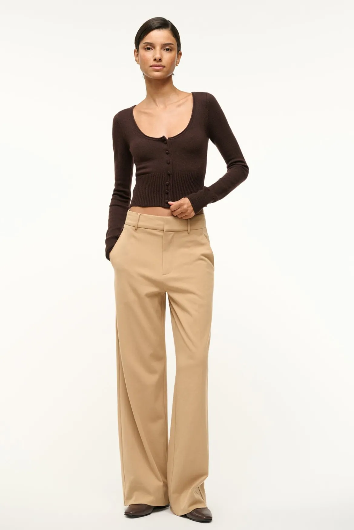 STAUD SABRINA SWEATER DARK CHOCOLATE