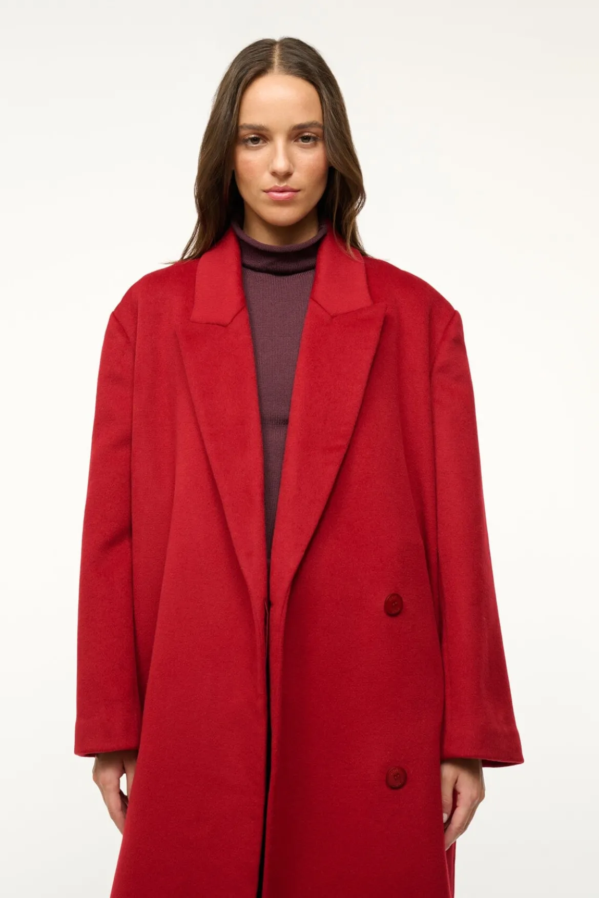 STAUD SERGE COAT ROUGE