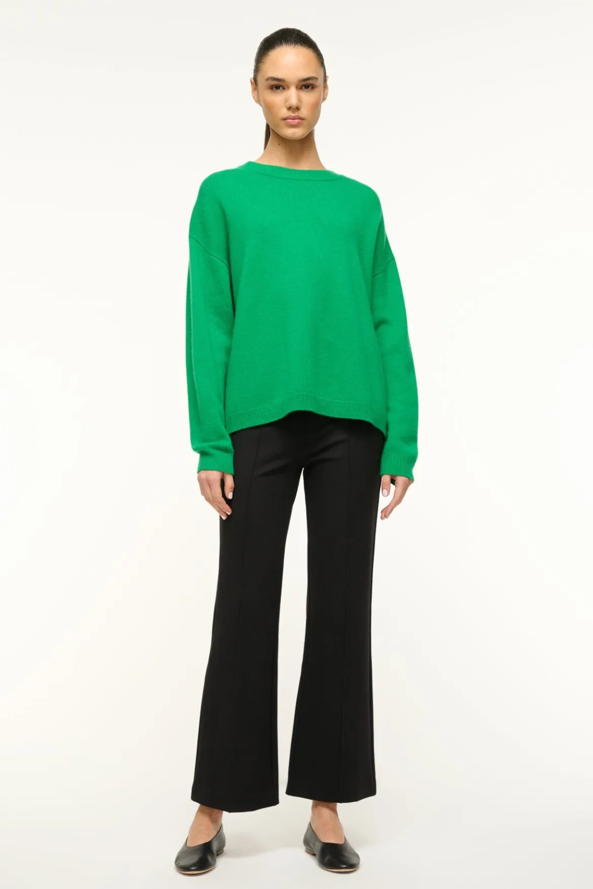 STAUD SERRANO CASHMERE RELAXED CREW CLOVER