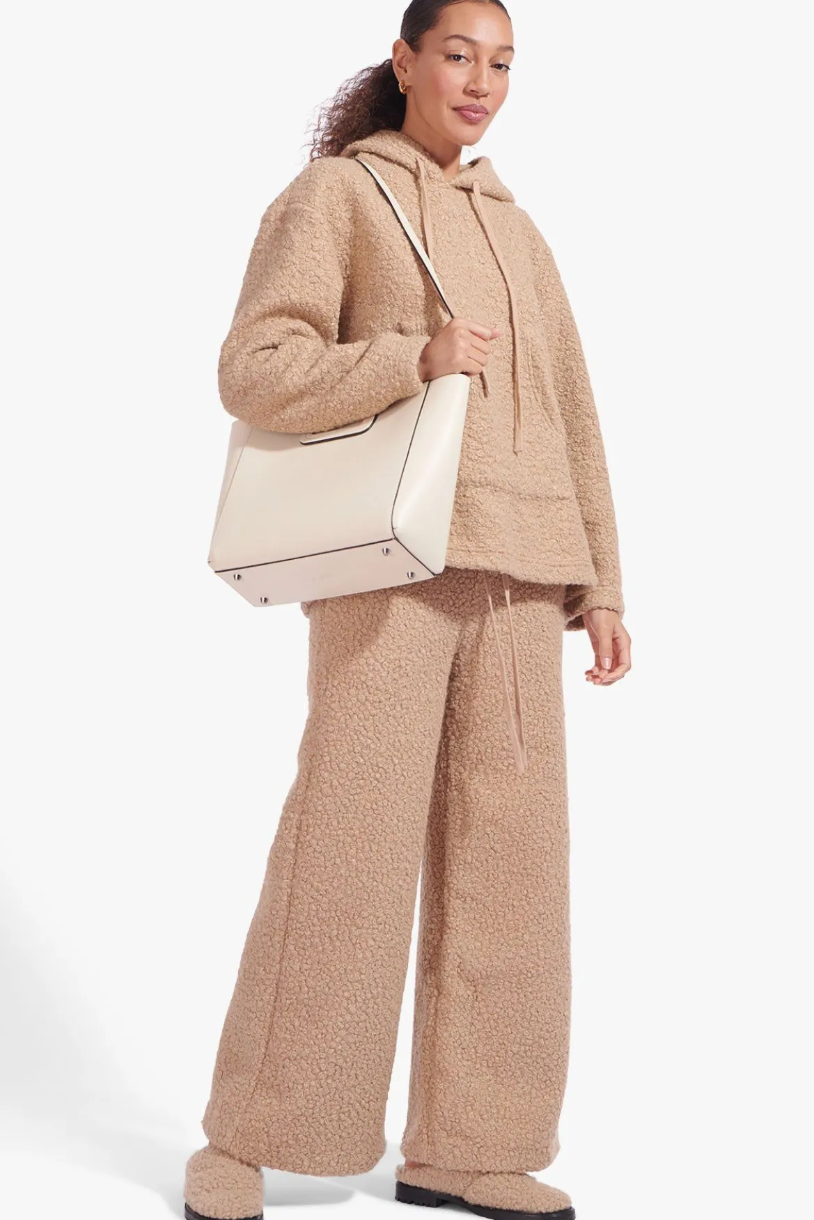 STAUD SHIRLEY LEATHER TOTE BAG | CREAM