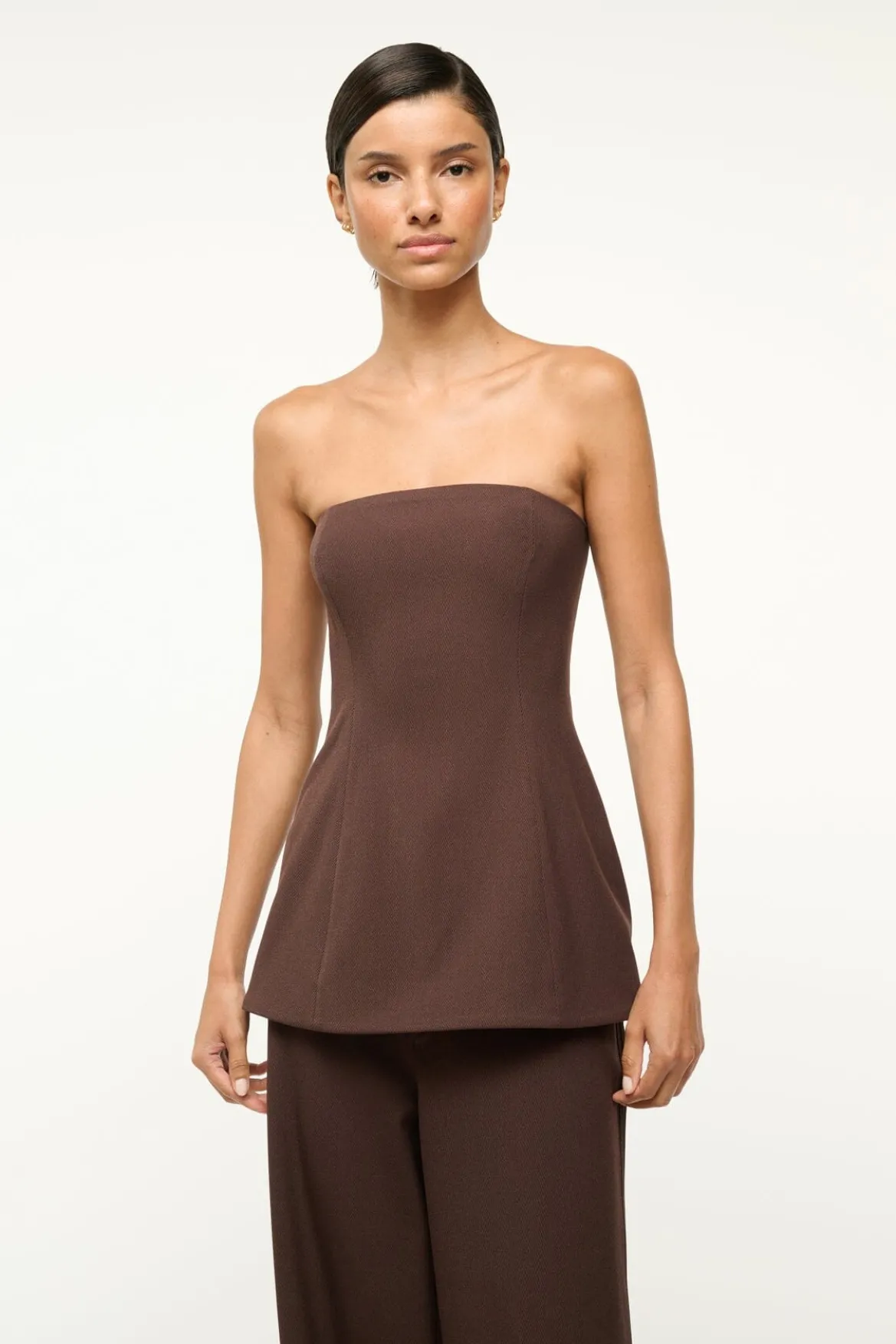 STAUD SILVIA TOP DARK CHOCOLATE