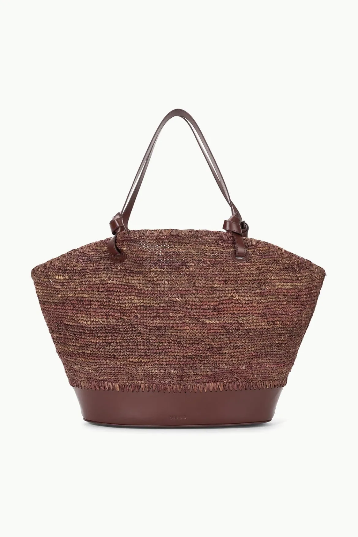 STAUD SQUILLO RAFFIA TOTE MAHOGANY
