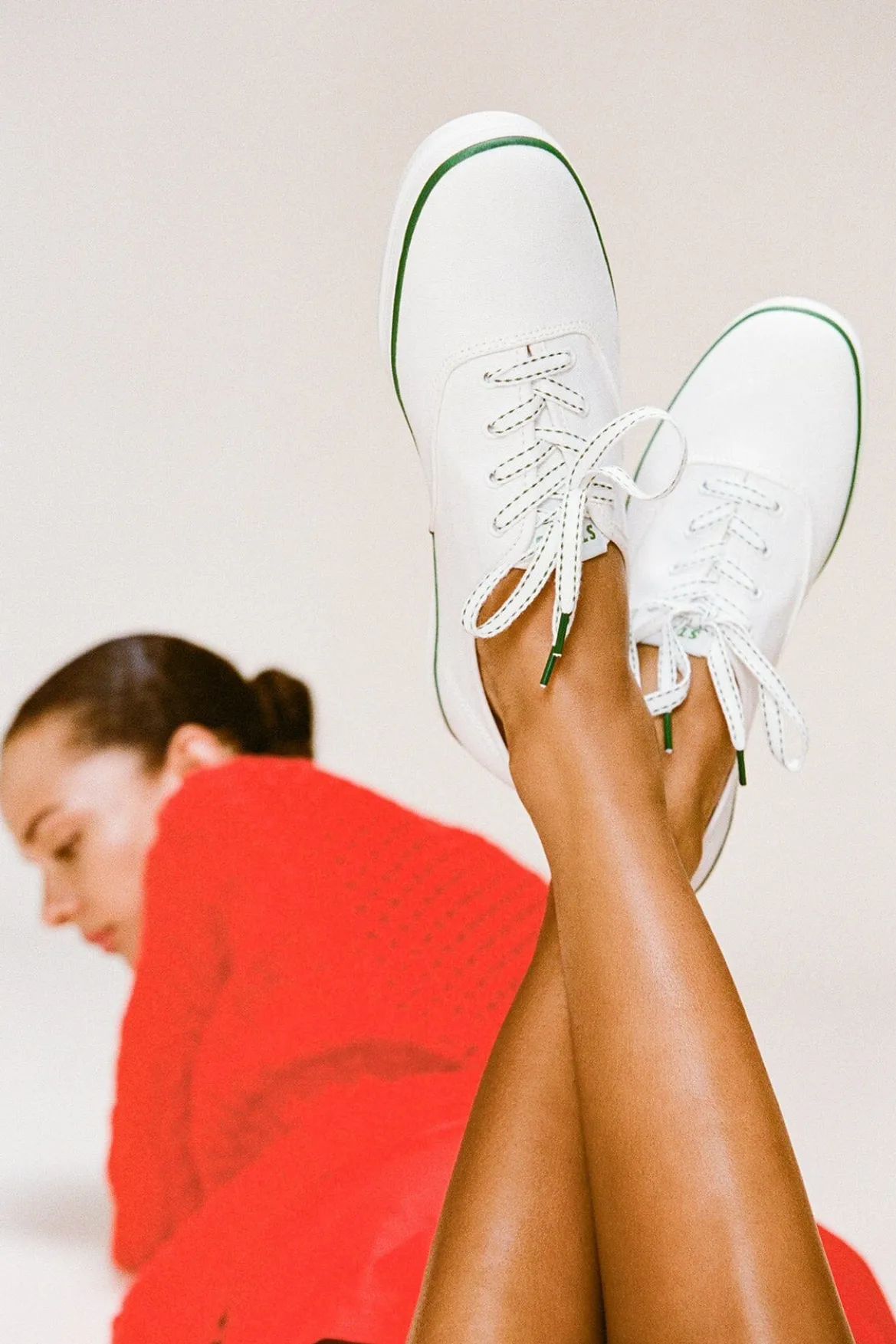 STAUD STAUD KEDS CHAMPION CANVAS WHITE GREEN