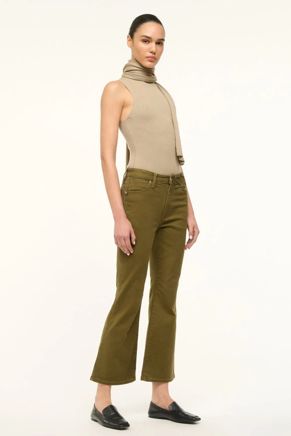 STAUD STAUD WRANGLER THE CROPPED BOOT JEAN SERGEANT GREEN