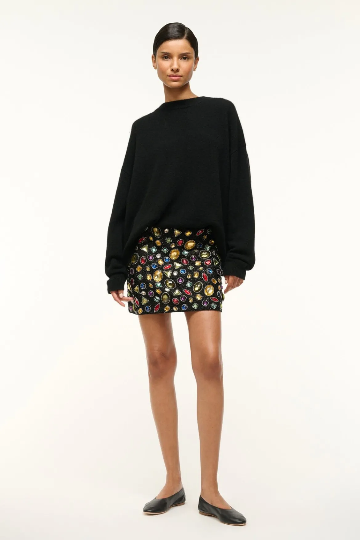 STAUD SUPERNOVA SKIRT BLACK CELESTIAL
