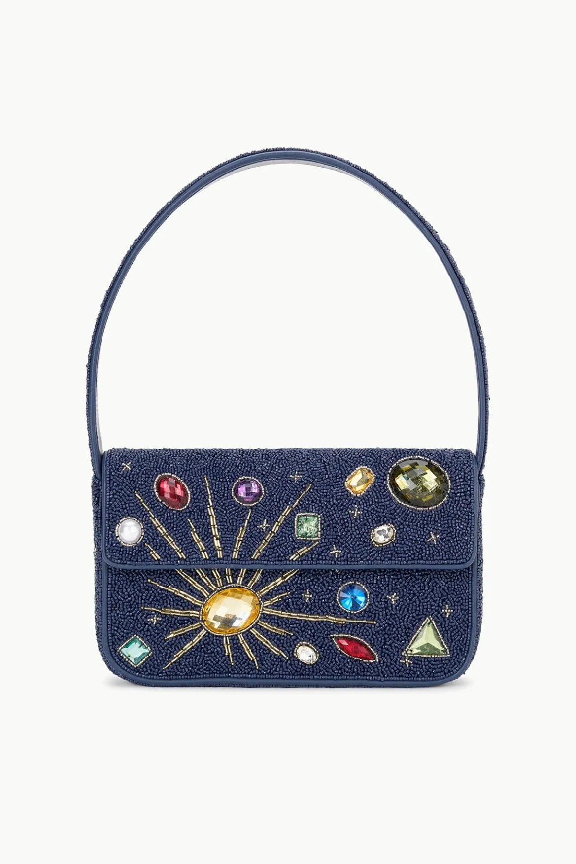 STAUD TOMMY BEADED BAG NAVY CELESTIAL