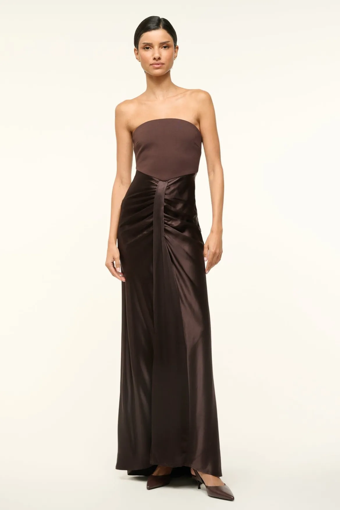 STAUD WAYFARING DRESS DARK CHOCOLATE