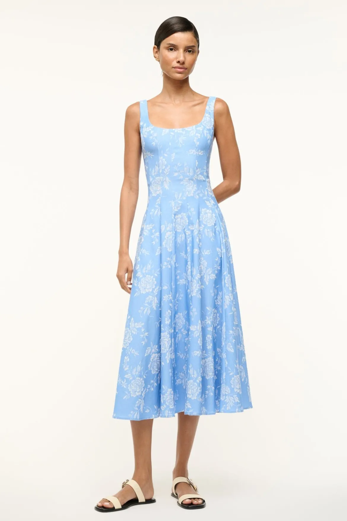 STAUD WELLS DRESS BLUE ROSE