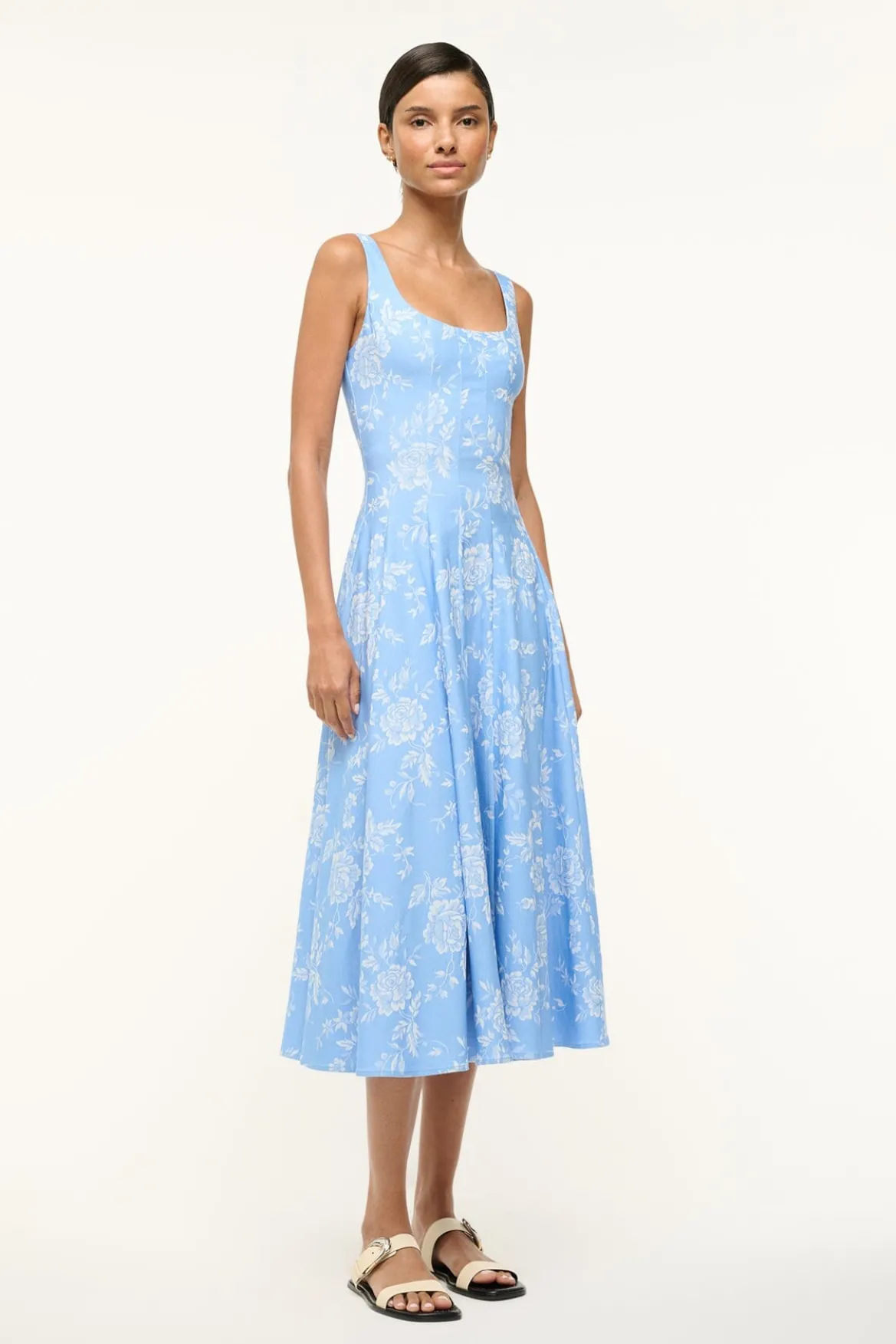 STAUD WELLS DRESS BLUE ROSE