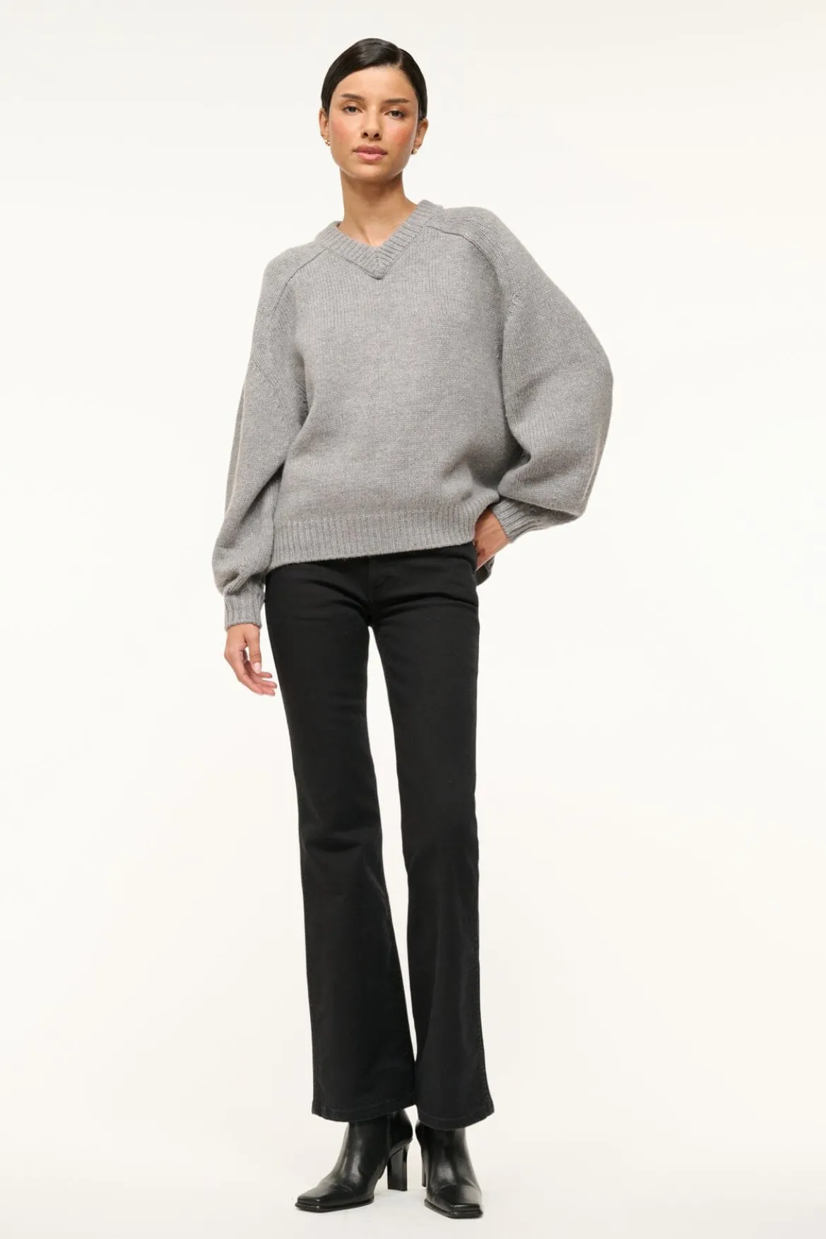 STAUD WILSON SWEATER HEATHER GREY
