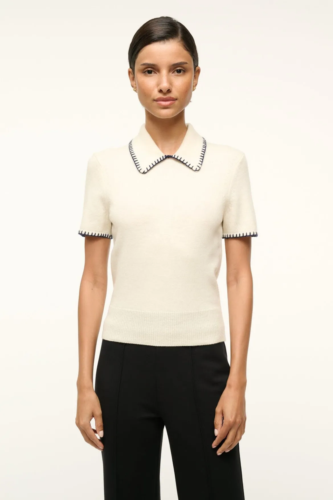 STAUD WINDSOR TOP IVORY NAVY