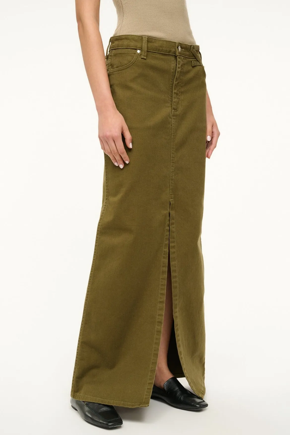 STAUD WRANGLER THE MAXI SKIRT SERGEANT GREEN