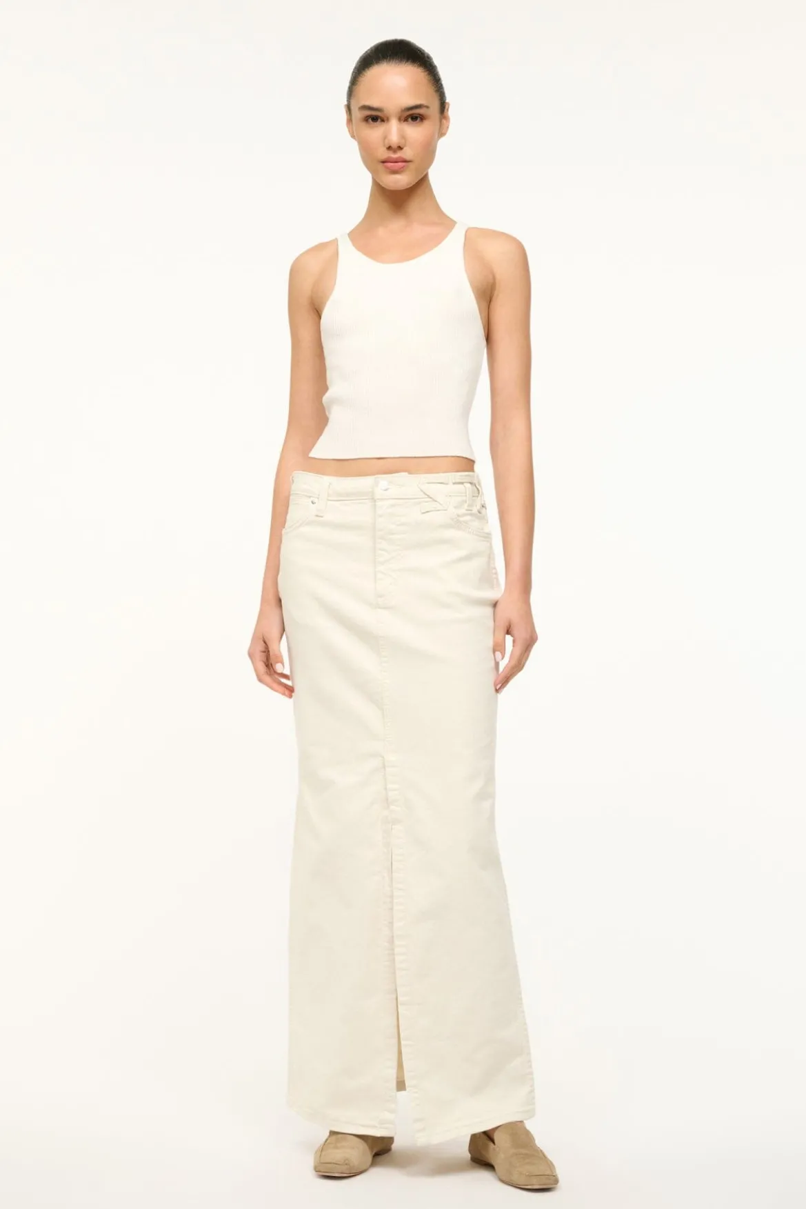 STAUD WRANGLER THE MAXI SKIRT CREAM