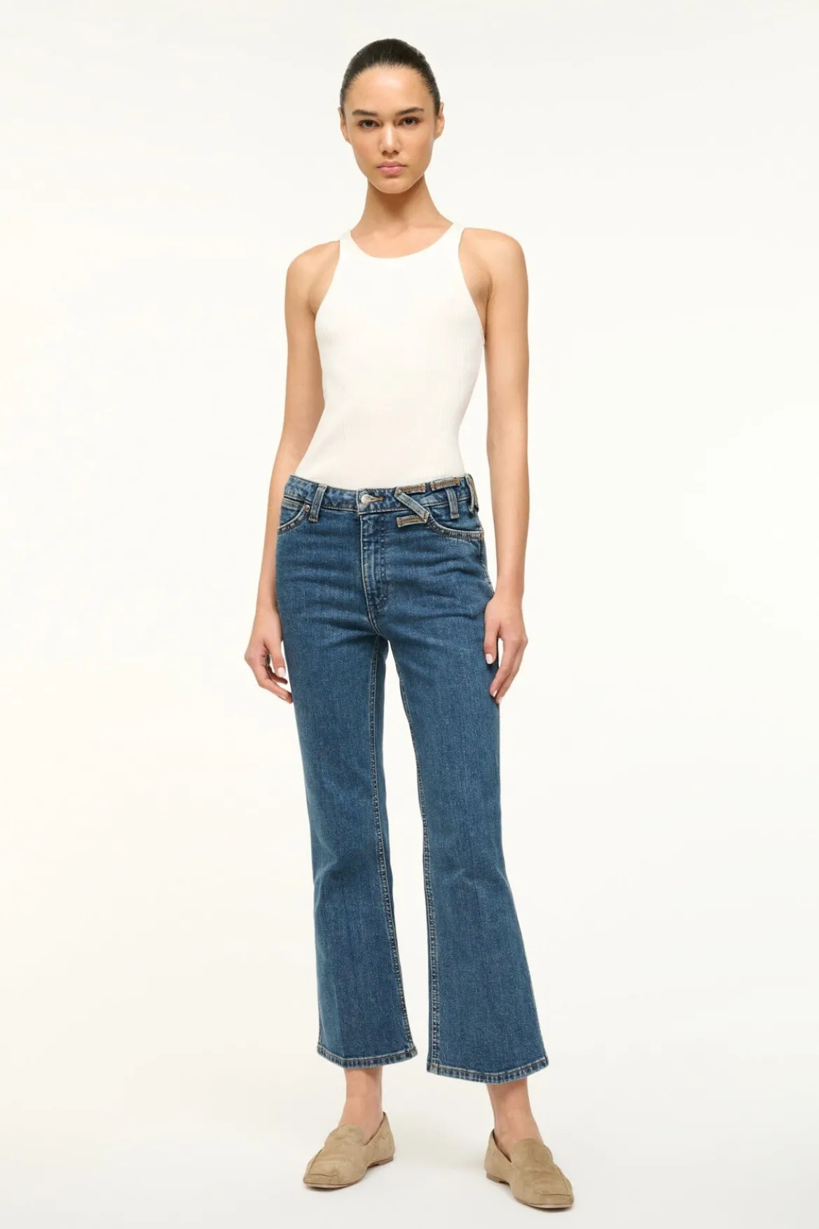 STAUD WRANGLER THE CROPPED BOOT JEAN INDIGO WASH
