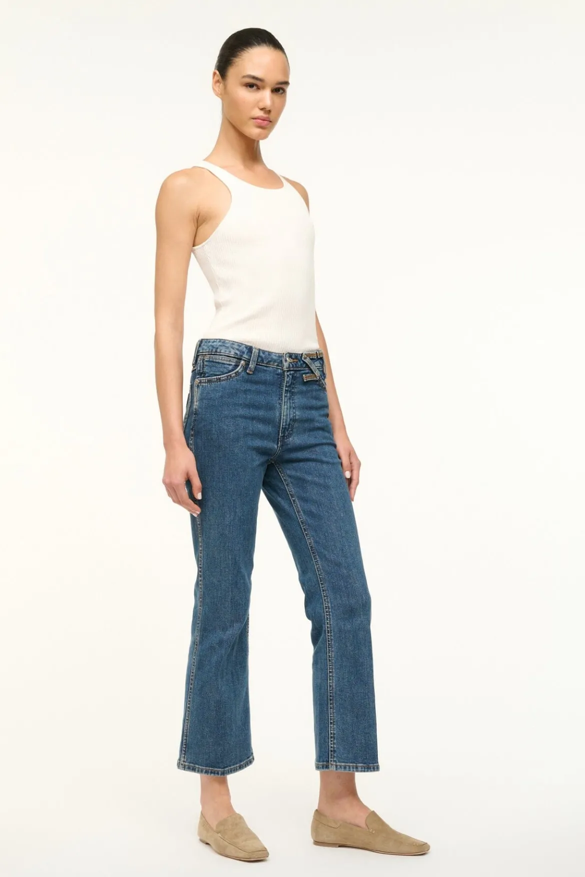 STAUD WRANGLER THE CROPPED BOOT JEAN INDIGO WASH