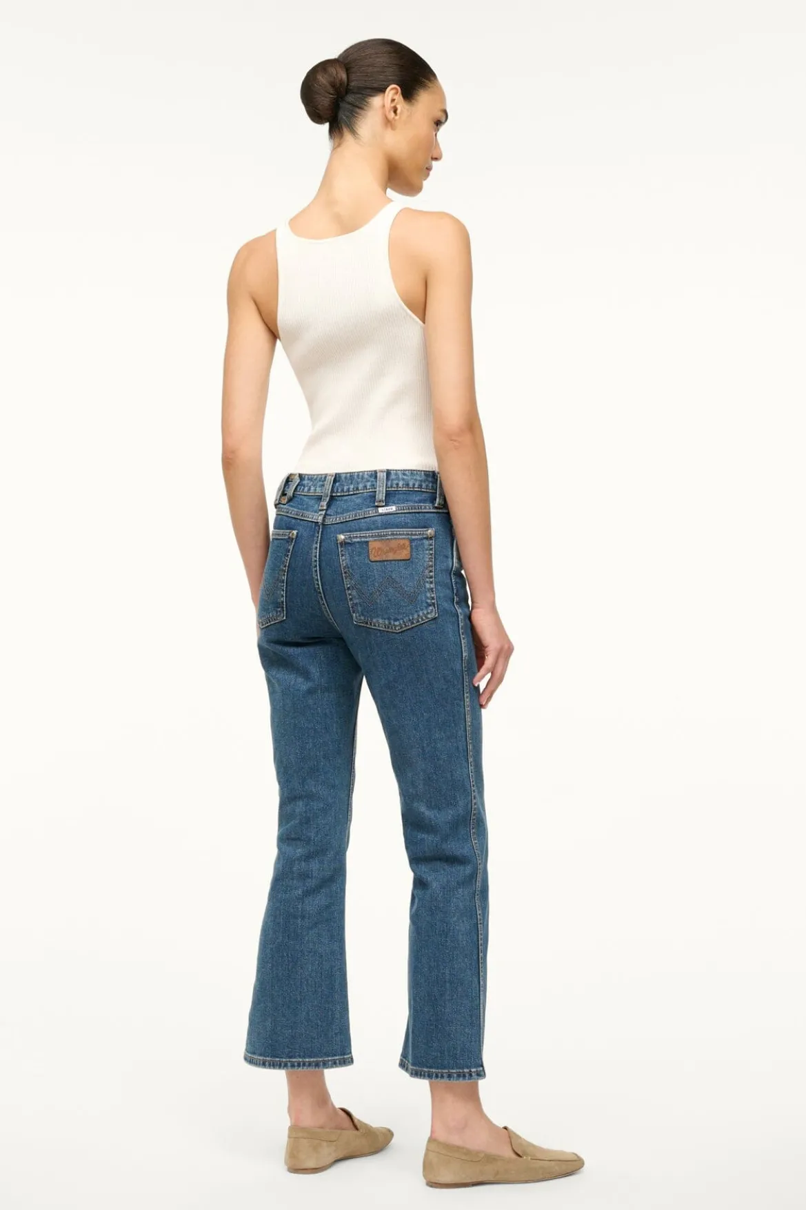 STAUD WRANGLER THE CROPPED BOOT JEAN INDIGO WASH