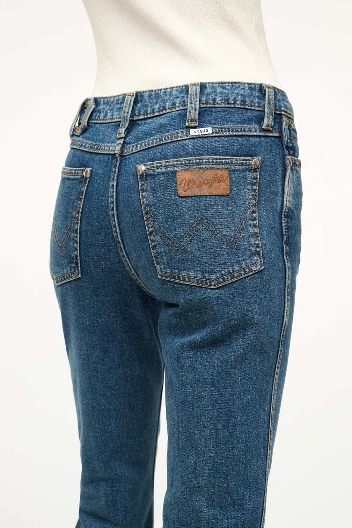 STAUD WRANGLER THE CROPPED BOOT JEAN INDIGO WASH